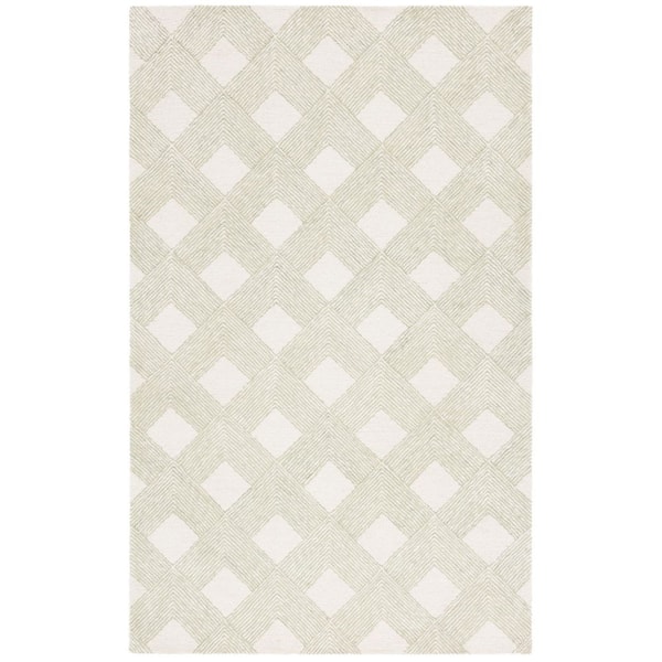 Ebony 3 ft. x 5 ft. Green/Ivory Chevron Diamond Lattice Area Rug