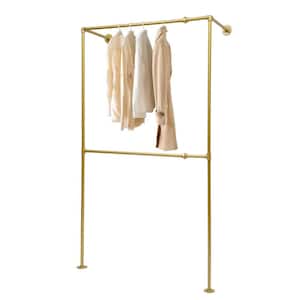 Gold Simple Pipe Wall Mounted Iron Display Clothes Rack 47.2 in. x 82.67 in.
