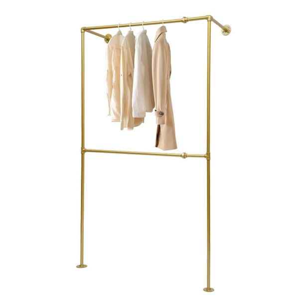 YIYIBYUS Gold Simple Pipe Wall Mounted Iron Display Clothes Rack 47.2 ...