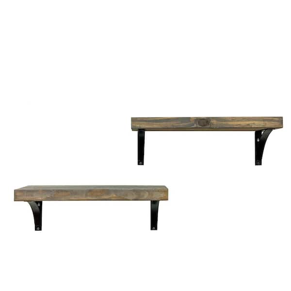 Del Hutson Designs 20 in. Gray Industrial Grace Simple Shelves (Set of 2)