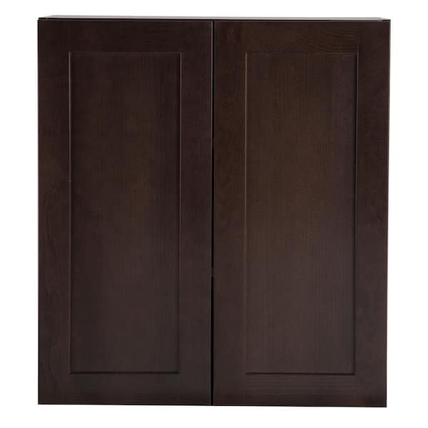 Hampton Bay Edson Shaker Assembled 27x30x12.5 in. Wall Cabinet in Dusk