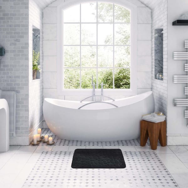 3pc Bathroom Rugs, Velvet Memory Foam Bath Mat - Non-Slip Bath