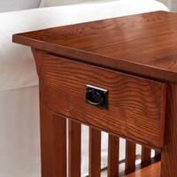 Leick Home Mission 24 in. W x 20 in. D Medium Oak Impeccable Locking Drawer Secret Compartment Side Table 8222-SC