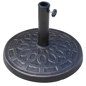17" 26 lb. Steel Round Patio Umbrella Base Stand with Beautiful Decorative Pattern for 1.5 in.-1.89 in. Pole in Bronze