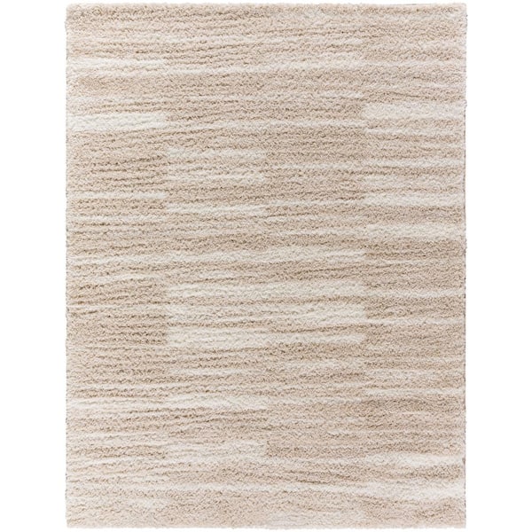 Cloudy Shag Beige/Ivory 5 ft. x 7 ft. Modern Indoor Area Rug