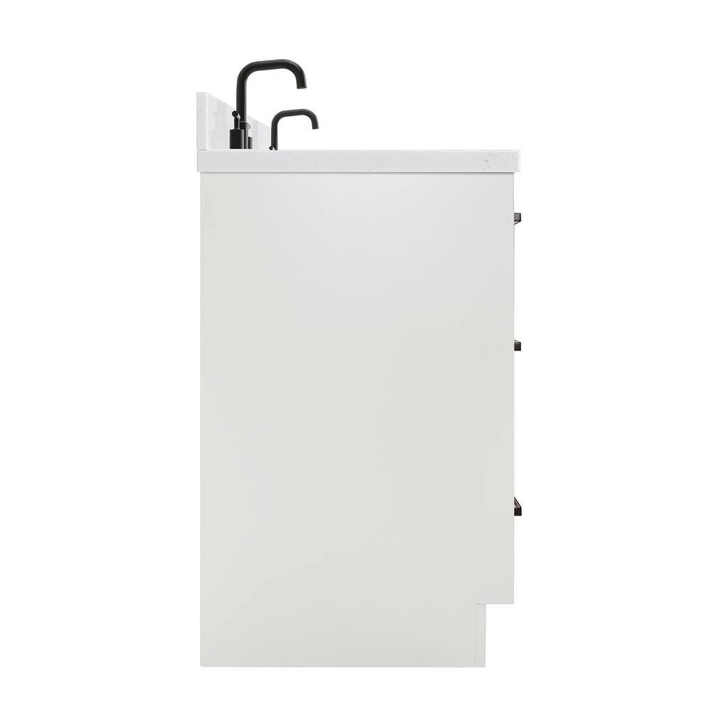 Kelly 66" White Double Sink Vanity with Carrara Quartz Top