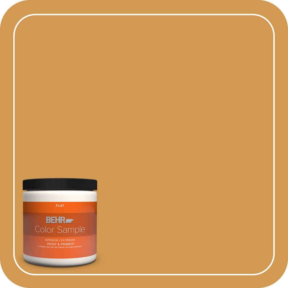 BEHR PREMIUM PLUS 8 oz. #PPU6-02 Saffron Strands Flat Interior/Exterior ...