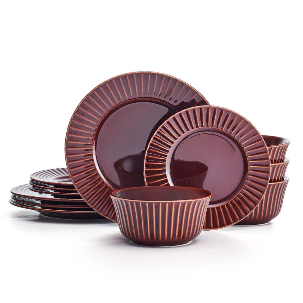 Dannie 12-Piece Stoneware Dinnerware Set, Red, Service for 4 price history on PriceWatchPro