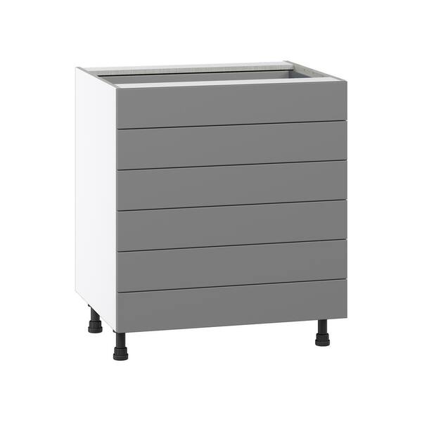 J COLLECTION Bristol Painted Slate Gray Shaker Assembled Base Kitchen Cabinet with 2 Draws (30 in. W x 34.5 in. H x 24 in. D)