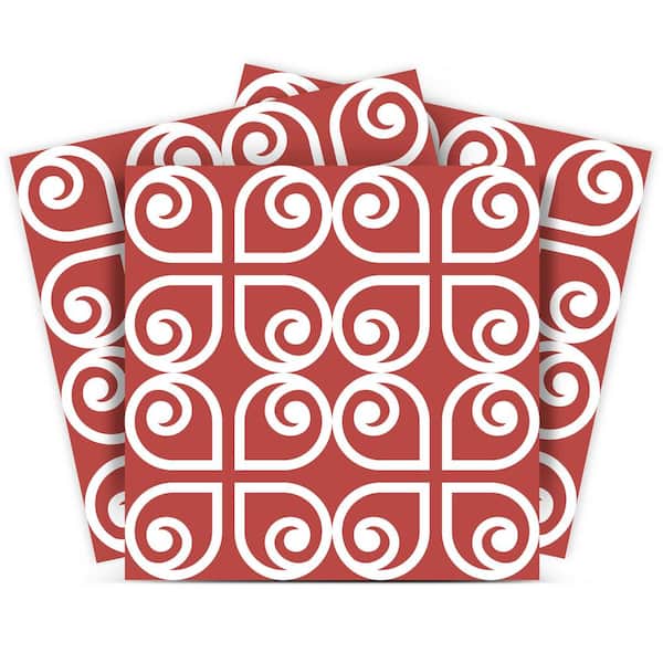 MI ALMA Red and White K4 7 in. x 7 in. Vinyl Peel and Stick Tile (24-Tiles, 8.17 sq. ft. / Pack)
