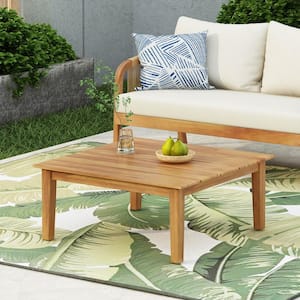 Square Wood Outdoor Coffee Table with Long-lasting Woven Finish