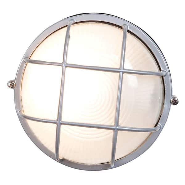 Access Lighting Nauticus 1-Light Satin Outdoor Bulkhead Light with Frosted Glass Shade