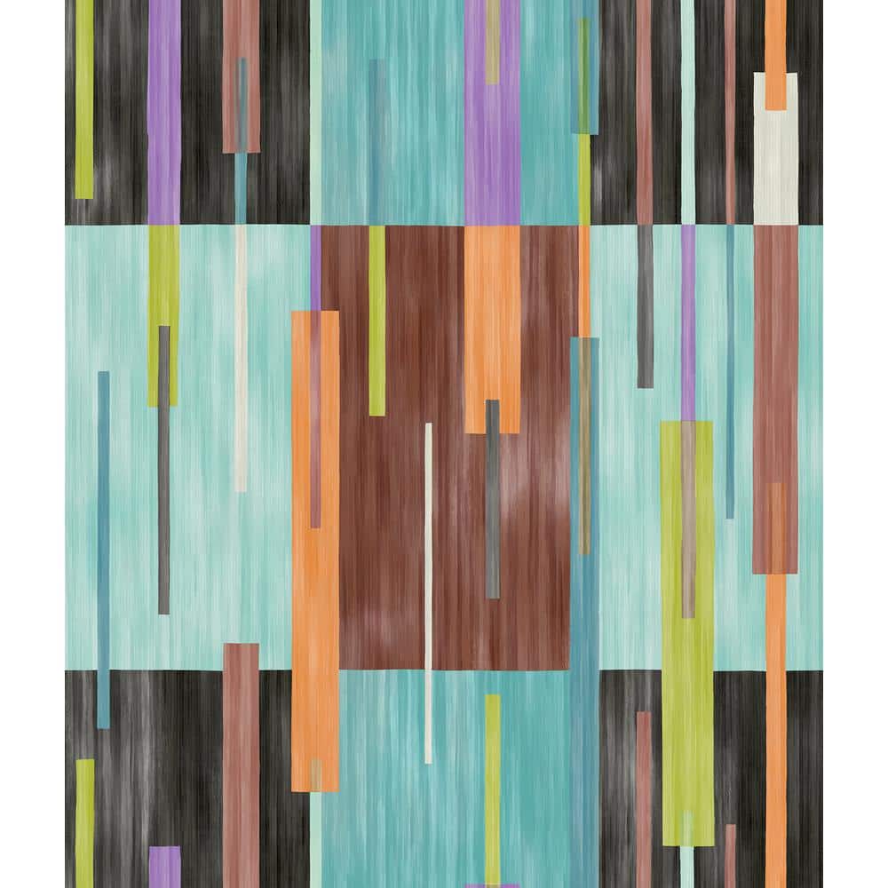 Abstract Grid Black and Blue Peel and Stick Wallpaper