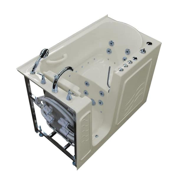 Universal Tubs Nova Heated 4.5 ft. Walk-In Air and Whirlpool Jetted Tub in Biscuit with Chrome Trim