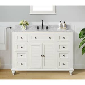 Hamilton 49 in. W x 22 in. D x 35 in. H Single Sink Freestanding Bath Vanity in Ivory with Gray Granite Top