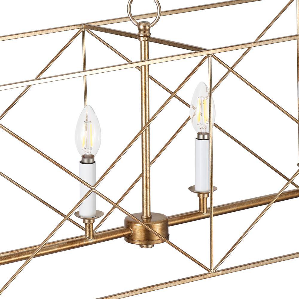 Antique Gild Rectangular Gold 6-Light Kitchen Island Pendant