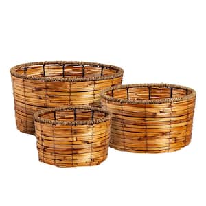 13 in. Reed Nested Basket Planters (Set of 3)