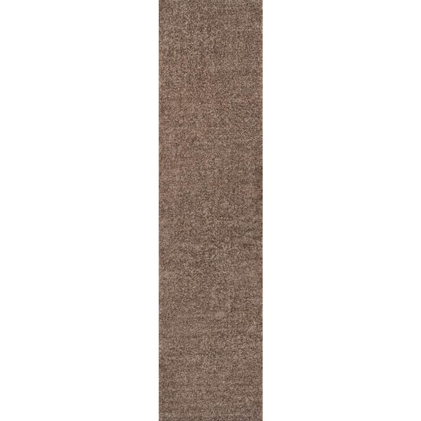 Haze Solid Low-Pile Brown 2 ft. x 12 ft. Runner Rug