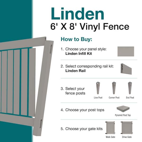 Barrette Outdoor Living Linden 5 in. x 5 in. x 108 in. Gray Vinyl