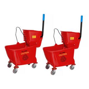 36 Qt. Mop Bucket with Side Press Wringer in Red (2-Pack)