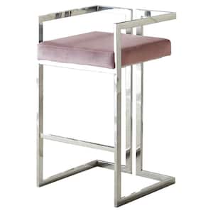 Luxe 31 in. H Pink/Silver Bar Stools (Set of 2)