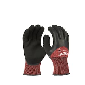 Large Red Latex Level 3 Cut Resistant Insulated Winter Dipped Work Gloves