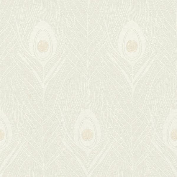 Unbranded Absolutely Chic Metallic Light Grey Vinyl NonPasted Peacock Feather Motif Metallic Wallpaper (Covers57.75 sq.ft.)