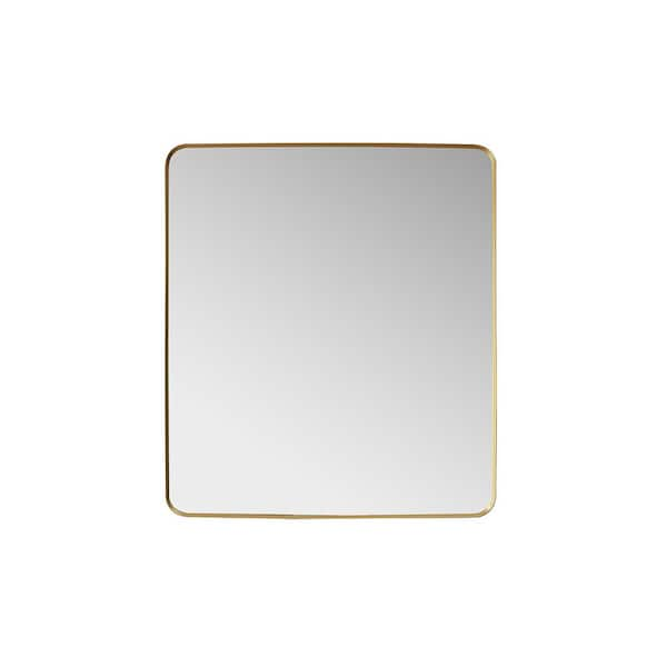 ROSWELL Mutriku 32 in. W x 36 in. H Metal Framed Rectangle Bathroom Vanity Mirror in Gold