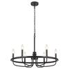 ADSENSTY 6-Light Black Dimmable Candle Style Round Wagon Wheel Chandelier for Kitchen Island with no bulbs included HD5-6-B-D0181