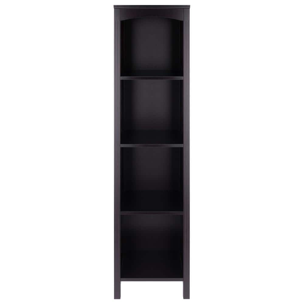 Transitional Espresso Brown Wood 5-Tier Storage Shelf