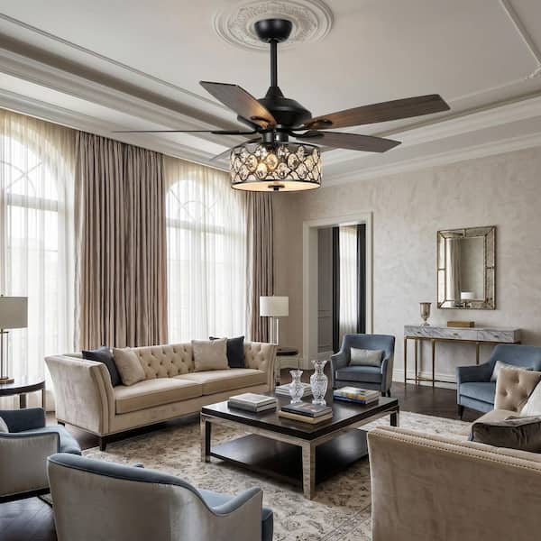 chandelierデスク Emeritpro 6 Light Matte Black Chandelier w/ Linen Shades and E12