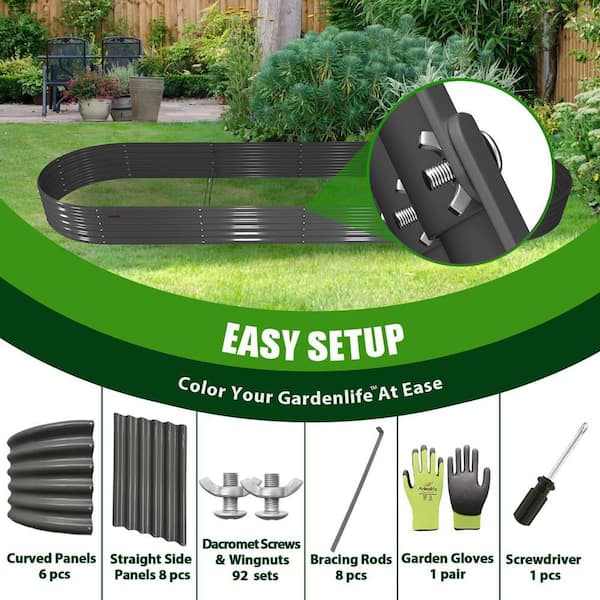 Grey 144 in. x 36 in. x 18 in. Oval Galvanized Steel Outdoor