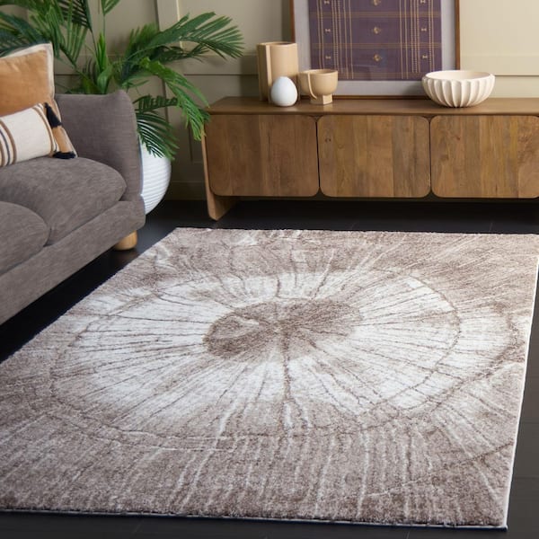 Northport 9 ft. x 12 ft. Taupe/Ivory Distressed Sunburst Area Rug