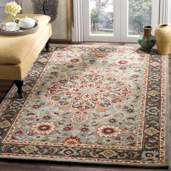 Heritage Gray/Charcoal 8 ft. x 10 ft. Border Area Rug
