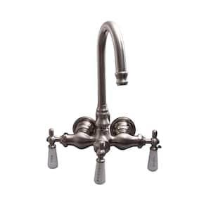 3-Handle Claw Foot Tub Faucet without Hand Shower for Acrylic Tub in Brushed Nickel