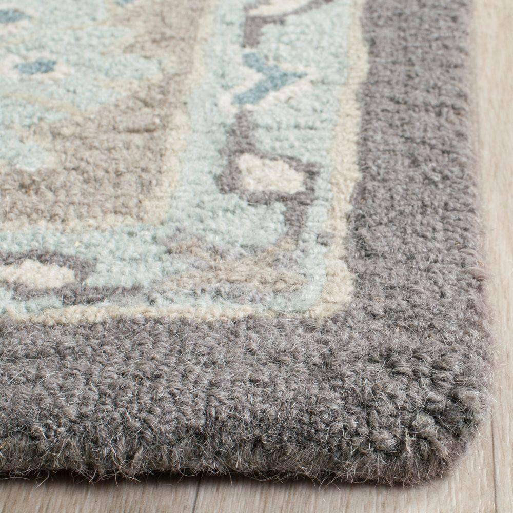 Gray Floral Hand-Tufted Wool 8' x 10' Area Rug