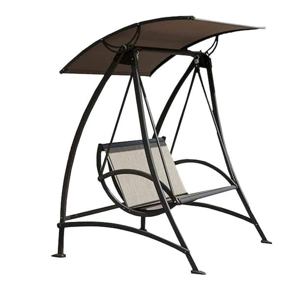 maocao hoom 52 in. Brown 2-Person Steel Sling Outdoor Patio Swing