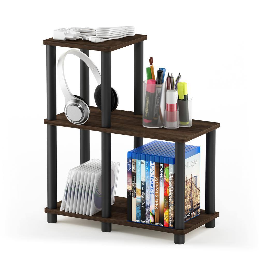 Columbia Walnut and Black Adjustable 3-Shelf Unit