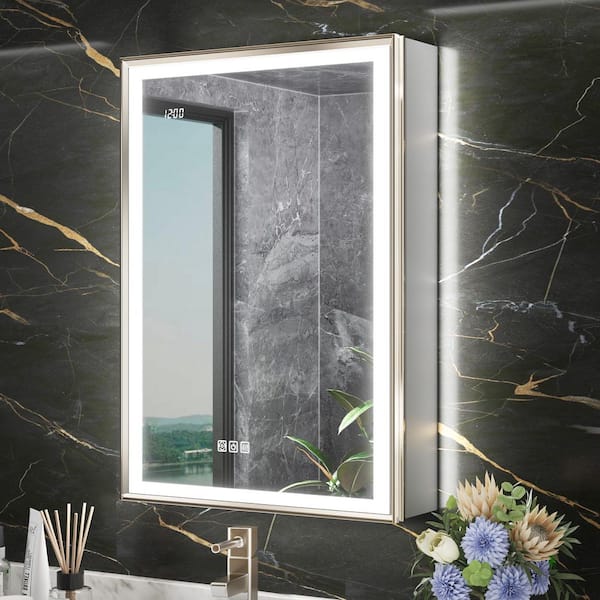 Zena 24 in. W x 32 in. H Rectangular Aluminum Recessed/Surface Dimmable Fogless LED Medicine Cabinet with Mirror
