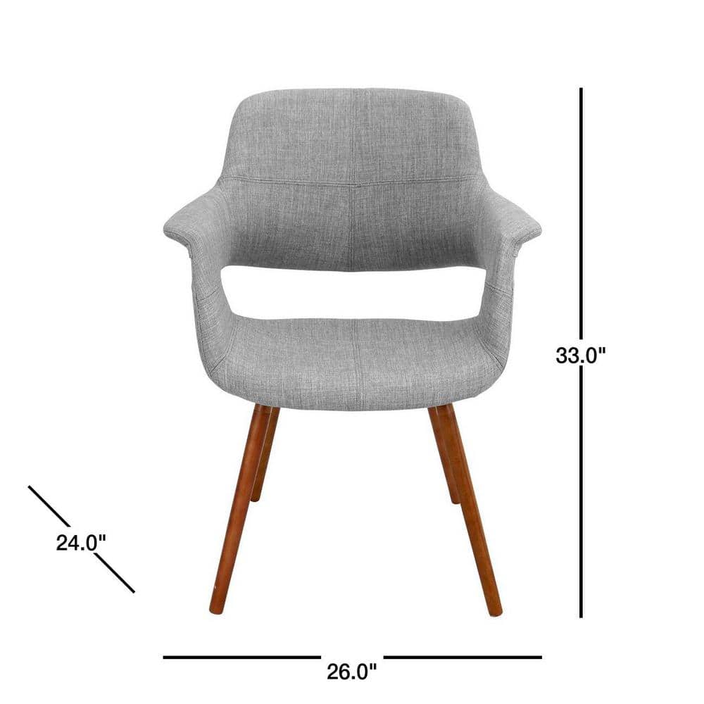 Mid-Century Modern Light Grey Parsons Arm Chair with Walnut Wood Legs