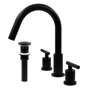 WALTZ 8 in. Widespread 2-Handle Lavatory Bathroom Faucet with Overflow Drain in Matte Black