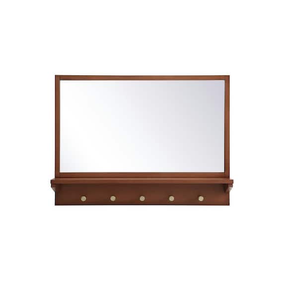 Unbranded Timeless Home 28 in. W x 21 in. H Farmhouse Entryway Rectangle Pecan Mirror