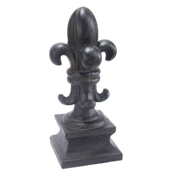 MPG 20 in. H Cast Stone Fleur de Lis Finial in Aged Charcoal Finish