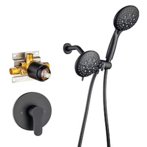 Single Handle 6-Spray Shower Faucet 2.2 GPM with Dual Shower Settings Round High Pressure Shower Faucet in Matte Black