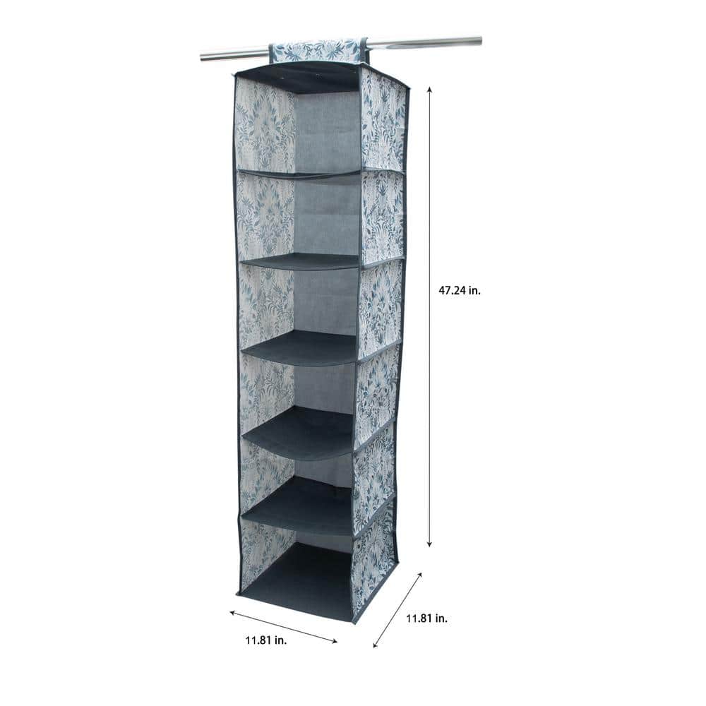 Laura Ashley Blue 6-Shelf Hanging Closet Organizer