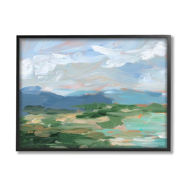 The Stupell Home Decor Collection Modern Brushed Cloudy Landscape Design by Ethan Harper Framed Nature Art Print 14 in. x 11 in.