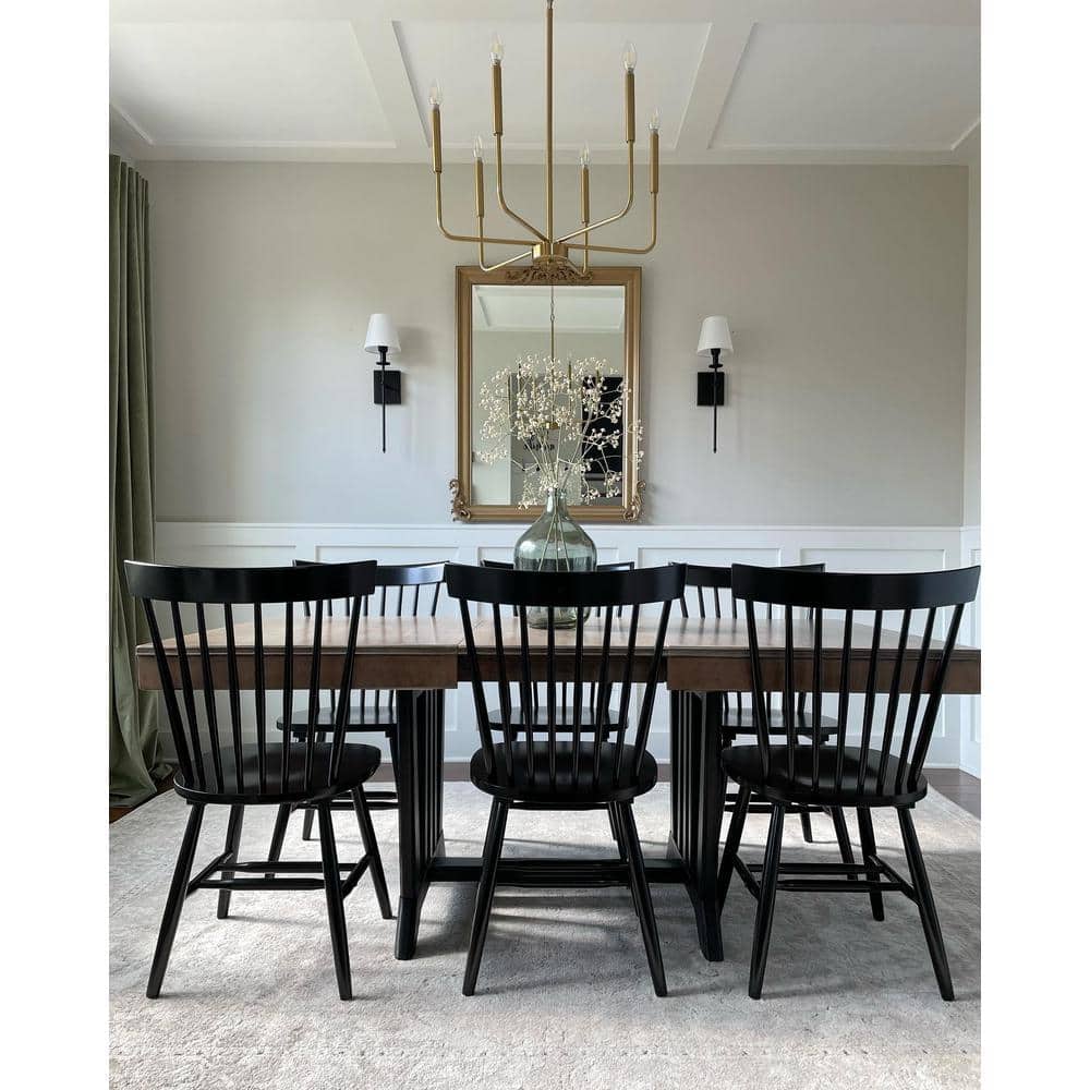 Black High Windsor Wood Slat Side Chair