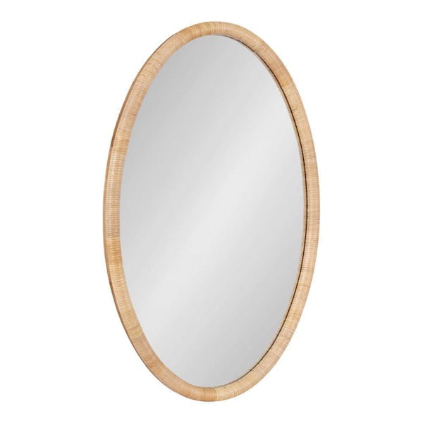 Rahfy Natural 24 in. W x 36 in. H Coastal Oval Wood Wall Mirror