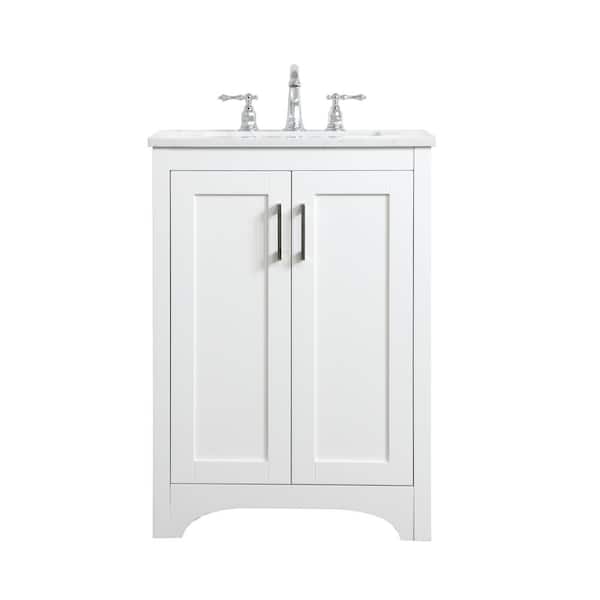 H Single Bathroom Vanity, White Bathroom Vanity 24 X 19