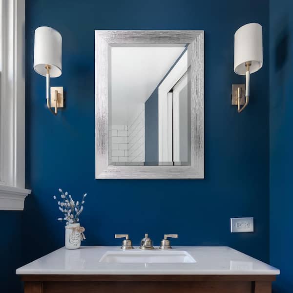 Head West 17 in. x 29 in. Chrome Textured Frame Accent Wall